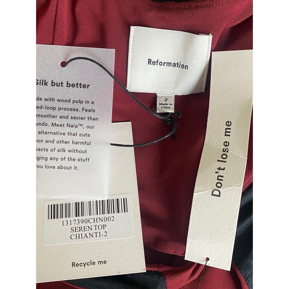 NWT Reformation Seren Top in Chianti Crimson Red Size 2 - Picture 2 of 8
